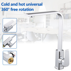 Kitchen Taps 360 Degree Rotation Chrome/Black Square Water Tap Water Stainless Steel Tap Solid Kitchen Sink Water Mixer