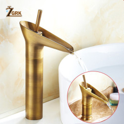 Classic Basin Tap Antique Style Waterfall Bathroom Tap Hot and Cold Tap Bronze Single Hole Goblet Type Water Tap