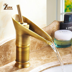 Classic Basin Tap Antique Style Waterfall Bathroom Tap Hot and Cold Tap Bronze Single Hole Goblet Type Water Tap