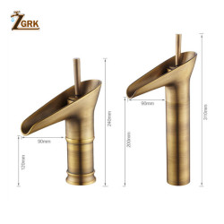 Classic Basin Tap Antique Style Waterfall Bathroom Tap Hot and Cold Tap Bronze Single Hole Goblet Type Water Tap