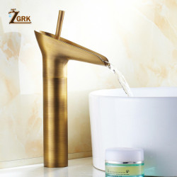 Classic Basin Tap Antique Style Waterfall Bathroom Tap Hot and Cold Tap Bronze Single Hole Goblet Type Water Tap