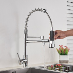 Kitchen Tap Chrome /Brushed Nickle/ ORB Brass Pull Out Spray Head Deck Mount Vessel Sink Mixer Tap Cold and Hot