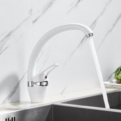 White with Dots Kitchen Tap Sink Water Tap for Kitchen Sprary Spout Single Handle Cold and Hot Water Mixer Tap Sprayer Nozzle