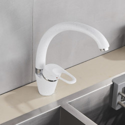 White with Dots Kitchen Tap Sink Water Tap for Kitchen Sprary Spout Single Handle Cold and Hot Water Mixer Tap Sprayer Nozzle