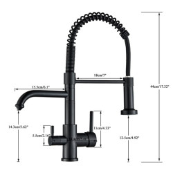 Matte Black Kitchen Filtered Tap Water Tap Purifier Tap Dual Sprayer Drinking Water Tap 360 Rotation Purification Mixer