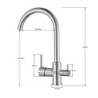 Chrome Filter Kitchen Tap Drinking Pure Water Kitchen Tap Deck Mounted Dual Handles 3-Ways Hot and Cold Water Mixer