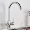 Chrome Filter Kitchen Tap Drinking Pure Water Kitchen Tap Deck Mounted Dual Handles 3-Ways Hot and Cold Water Mixer