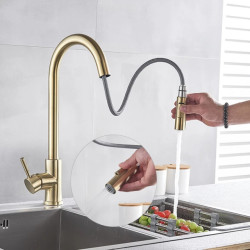 Smart Touch Kitchen Tap Brushed Gold Pull Out Spray Black Sensor Taps 360 Rotation Crane Hot Cold Water Sensor Mixer Taps