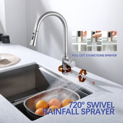 ping Multifunctional Rainfall Stainless Steel Pull Out Waterfall Kitchen Sink Tap