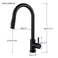 Matte Black Touch Sensor Kitchen Tap Pull Out Smart Sensor Kitchen Tap Double Water Mode Mixer Tap Rotate Hot Cold Crane