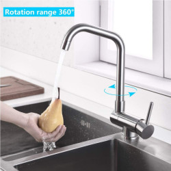 Front Window Folding Kitchen Tap Stainless Steel 360​​° Rotation Hot and Cold Mixer Tap for Kitchen Sink Wash Basin