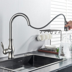 Rozin Upgrade Smart Touch Kitchen Tap Poll Out Sensor Taps Nickel/Black 360 Rotation Crane Dual Outlet Water Mixer Taps