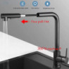 Black Pull Out Kitchen Sink Tap Deck Mounted Stream Sprayer Mixer Tap Bathroom Hot Cold