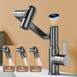 Digital Display LED Basin Tap 360 Rotation Multi-function Stream Sprayer Hot Cold Water Sink Mixer Wash Tap For Bathroom