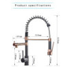 Rozin Black and Rose Golden Spring Pull Down Kitchen Sink Tap Hot & Cold Water Mixer Crane Tap with Dual Spout Deck Mounted