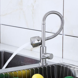 304 Stainless Steel Kitchen Tap Removable With Flexible Pull Down Extender Multifunctional Outlet Mode Cold Water Effect