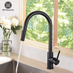ping Black Kitchen Tap Two Function Single Handle Pull Out Mixer Hot and Cold Water Taps Deck Mounted