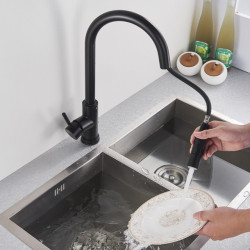 ping Black Kitchen Tap Two Function Single Handle Pull Out Mixer Hot and Cold Water Taps Deck Mounted