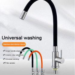 304 Stainless Steel Water Tap Universal Single Cold Tap Colorful Rotary Bending Kitchen Washing Basin Tap For Kitchen