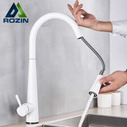Rozin Touch Sense White Kitchen Tap White Pull Out Kitchen Mixer Taps Black Smart Sensor Stream Spray Mode Mixer Taps