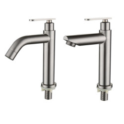 Bathroom Basin Taps Single Cold Water Bathroom Sink Taps Brushed 304 Stainless Steel Single Handle Washbasin Tap