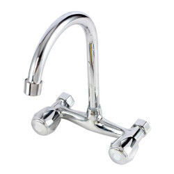 Wall mounted kitchen Tap double handle double hole bathroom sink washbasin hot and cold water mixer washbasin Tap