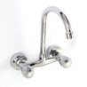 Wall mounted kitchen Tap double handle double hole bathroom sink washbasin hot and cold water mixer washbasin Tap