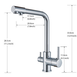 Chrome Purified Water Kitchen Tap Pure Water Filter Deck Mounted Tap Crane Dual Handles Hot Cold Water Mixer Taps