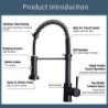 Black and Chromed Spring Pull Down Kitchen Sink Tap Hot and Cold Water Mixer Crane Tap with Dual Spout Deck Mounted