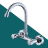 Wall Mounted Kitchen Tap Brass Chrome Spray Sink Tap Dual Handle Double Hole Cold And Hot Water Mixer Tap Washbasin Taps