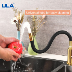 Flexible Spout Kitchen Tap Stainless Steel Kitchen Sink Tap Hot Cold Water Sink Mixer Tap 360 Degree Rotate Gold Crane