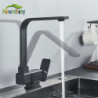 Black Square Kitchen Tap Free Rotation Fold Desgin Hot Cold Mixer Crane Tap Suit Window Kitchen Deck Mount Wash Sink Mixer