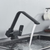 Black Square Kitchen Tap Free Rotation Fold Desgin Hot Cold Mixer Crane Tap Suit Window Kitchen Deck Mount Wash Sink Mixer