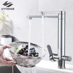 Waterfilter taps kitchen Taps Dual Handle Deck Mounted Mixer Tap 360 Degree rotation Water Purification Feature Crane