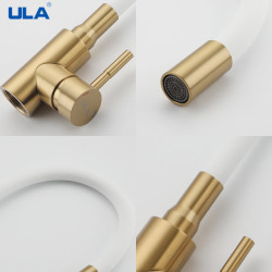 Flexible Spout Kitchen Tap Stainless Steel Kitchen Sink Tap Hot Cold Water Sink Mixer Tap 360 Degree Rotate Gold Crane