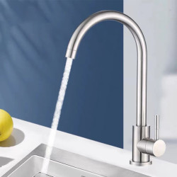 Stainless Steel Kitchen Bathroom Tap Water Purifier Single Lever Hole Tap Cold 360° Rotatable For