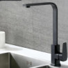 Matte Black Kitchen Taps Deck Mounted Hot and Cold Water Mixer 360 Rotate Spout Single Handle Brass Water Taps