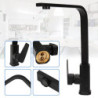 Matte Black Kitchen Taps Deck Mounted Hot and Cold Water Mixer 360 Rotate Spout Single Handle Brass Water Taps