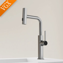 Kitchen Tap Flexible Pull Out Nozzle Kitchen Sink Mixer Stream Sprayer Kitchen Gourmet Tap Water Tap Crane Brass Grey