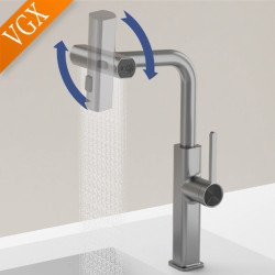 Kitchen Tap Flexible Pull Out Nozzle Kitchen Sink Mixer Stream Sprayer Kitchen Gourmet Tap Water Tap Crane Brass Grey