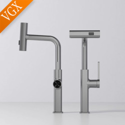 Kitchen Tap Flexible Pull Out Nozzle Kitchen Sink Mixer Stream Sprayer Kitchen Gourmet Tap Water Tap Crane Brass Grey