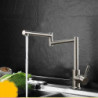 Black Stainless Steel Lead Free Kitchen Tap 360 Degree Rotate Kitchen Sink Folding Tap Cold Hot Water Mixer Tap Sink Crane