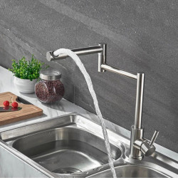 Black Stainless Steel Lead Free Kitchen Tap 360 Degree Rotate Kitchen Sink Folding Tap Cold Hot Water Mixer Tap Sink Crane