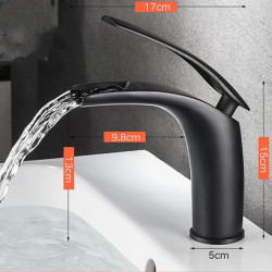 LIUYUE Basin Taps Black Brass Tall/Low Bathroom Open Type Waterfall Basin Mixer Tap Cold Hot Water Sink Mixer Taps