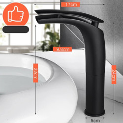 LIUYUE Basin Taps Black Brass Tall/Low Bathroom Open Type Waterfall Basin Mixer Tap Cold Hot Water Sink Mixer Taps