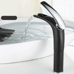 LIUYUE Basin Taps Black Brass Tall/Low Bathroom Open Type Waterfall Basin Mixer Tap Cold Hot Water Sink Mixer Taps