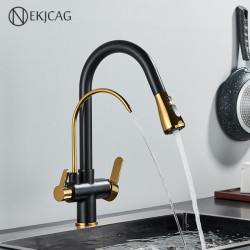 Touch Sensor Filter Kitchen Tap Gourmet Pull Out Pure Water Tap Dual Handle Three Modes Hot Cold Drinking Water Sink Mixer