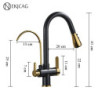 Touch Sensor Filter Kitchen Tap Gourmet Pull Out Pure Water Tap Dual Handle Three Modes Hot Cold Drinking Water Sink Mixer