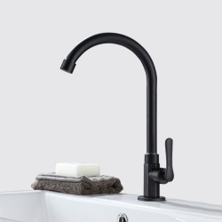 G1/2 Matte Black Basin Kitchen Taps Single Lever Only Cold Tap Deck Mounted Basin Sink Spray Spout Single Handle Tap