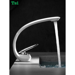 White And Chrome Basin Tap Bathroom Hot and Cold Water Mixer Deck Mounted Washbasin Sink Tap One Hole Single Handle